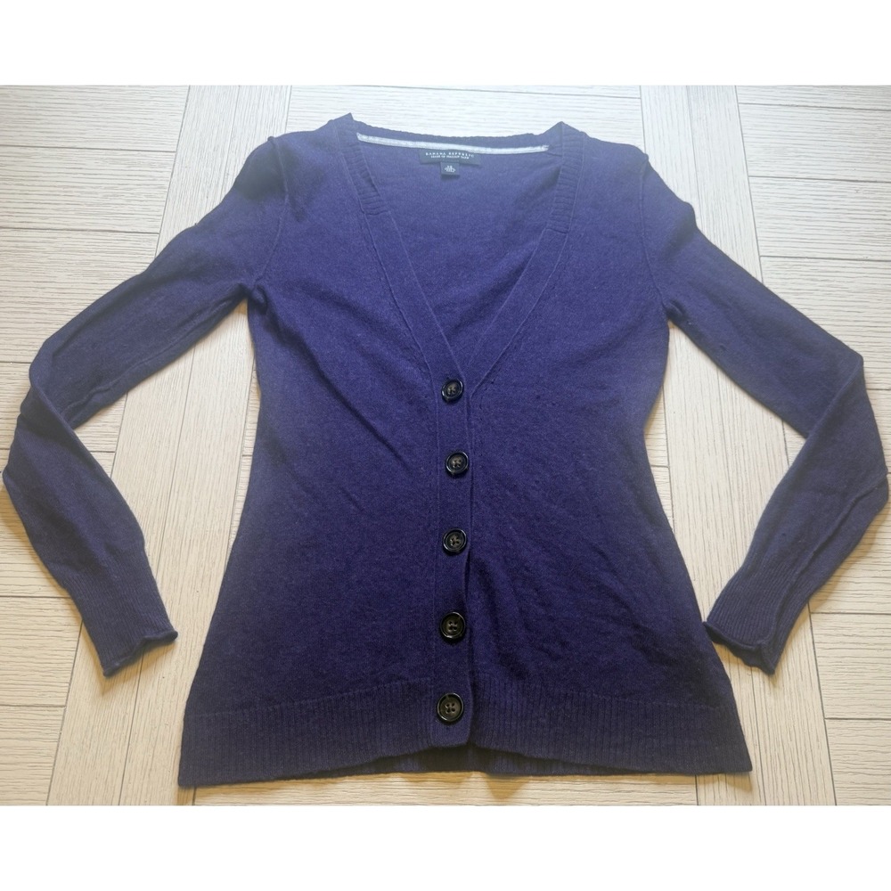 Banana Republic Purple V-Neck Wool-Cashmere Blend Cardigan WomensSweater Size XS